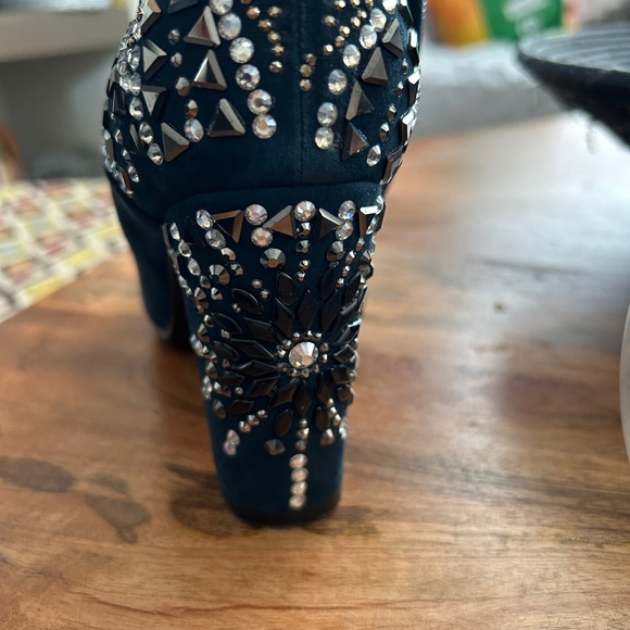 Roberta Di Carmerino Embellished Blue Leather Ankle Boots , US size 6 - Picture 11 of 15